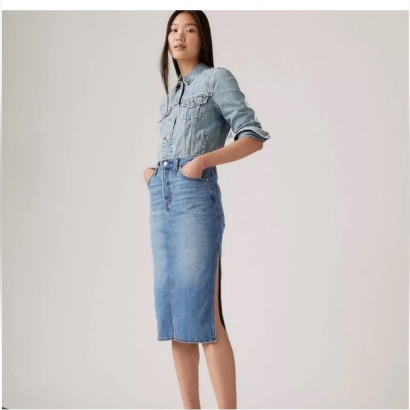 Rebecca Minkoff RM long denim jean Skirt sz 6 NWOT - Picture 1 of 7